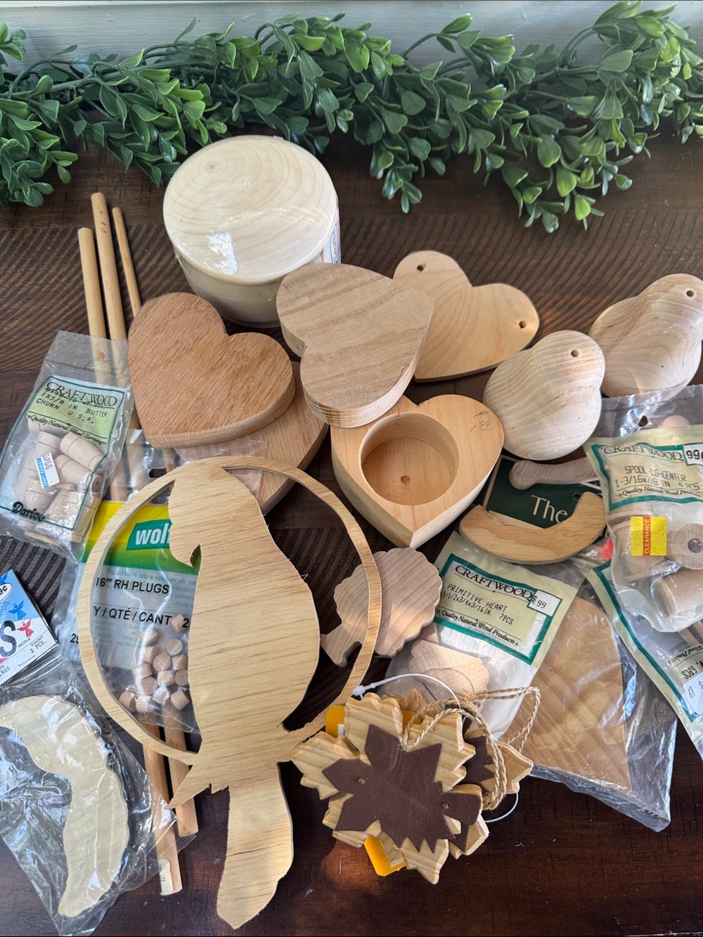 Bundle of 22 Natural Wood Craft Shapes Assortment - Beige | Unfinished Pieces
